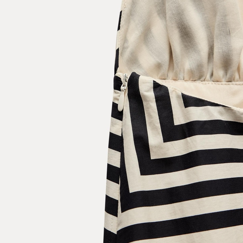 ZARA STRIPED POPLIN MIDI DRESS - Picture 12 of 13